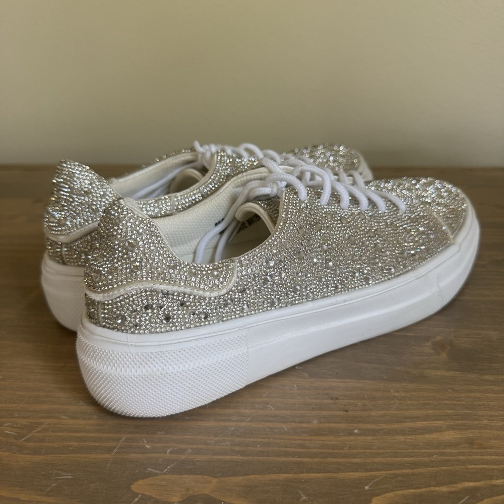 Hey Girl By Corkys Womens 9 Bedazzle Rhinestone Platform Sneakers Lace Up Shoes - Picture 4 of 8